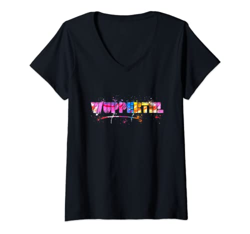 Damen Wuppertal Schriftzug Souvenir - Aquarell Wuppertal T-Shirt mit V-Ausschnitt Damen Wuppertal Schriftzug Souvenir - Aquarell Wuppertal T-Shirt mit V-Ausschnitt von Wuppertal Germany Hometown Outfits & Designs