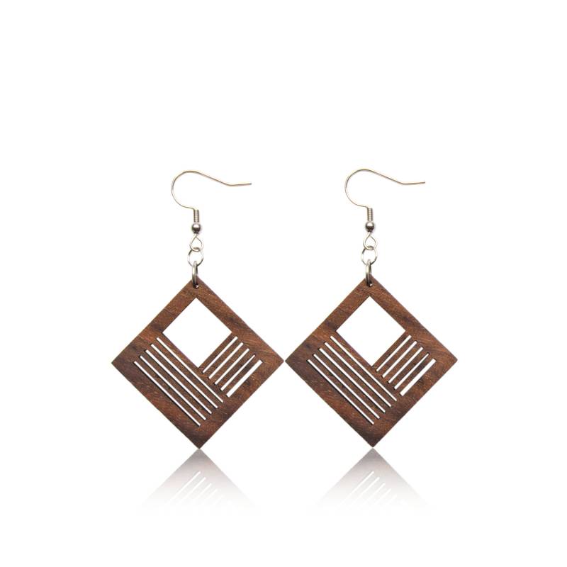 Hängeohrringe Square - Holzschmuck von WurmisHolzdeko