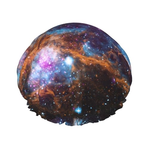 Wurton Duschhaube, Universum, Galaxie, Weltraumdruck, wiederverwendbar, umweltfreundlich, weich, für Damen, doppelte wasserdichte Schichten, Showe Cap von Wurton