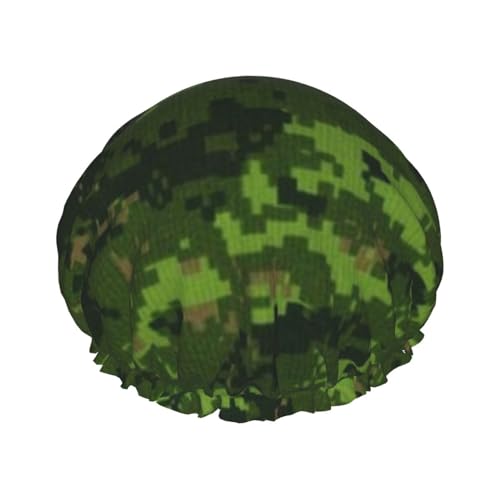 Wurton Green Army Digital Camouflage Print Wiederverwendbare Enviro-Care Duschhaube weich für Frauen Doppel wasserdichte Schichten Showe Cap von Wurton