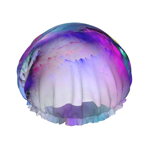 Wurton Northern Lights Painting Print Wiederverwendbare Enviro-Care Duschhaube Weich für Frauen Doppel Wasserdicht Schichten Showe Cap von Wurton