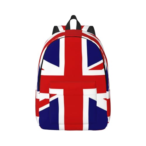 Wurton Unisex Britische Flagge Druck Leinwand Rucksack Netter Reiserucksack Sport Casual Ästhetischer Rucksack, Schwarz , M von Wurton