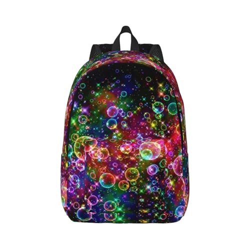 Wurton Unisex Bunte Regenbogen Druck Sterne Rucksack Niedlicher Rucksack Für Reisen Sport Ästhetische Lässige Rucksack, Schwarz , M von Wurton