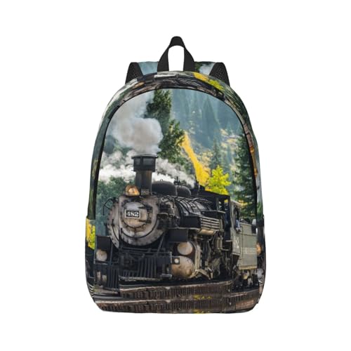 Wurton Unisex Dampfreiniger Druck Segeltuchrucksack Niedlicher Reiserucksack Lässiger Sport Ästhetischer Rucksack, Schwarz , M von Wurton