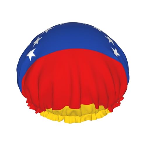 Wurton Wiederverwendbare Duschhaube mit Venezuela-Motiv, umweltfreundlich, weich, für Damen, doppelte wasserdichte Schichten, Showe Cap von Wurton