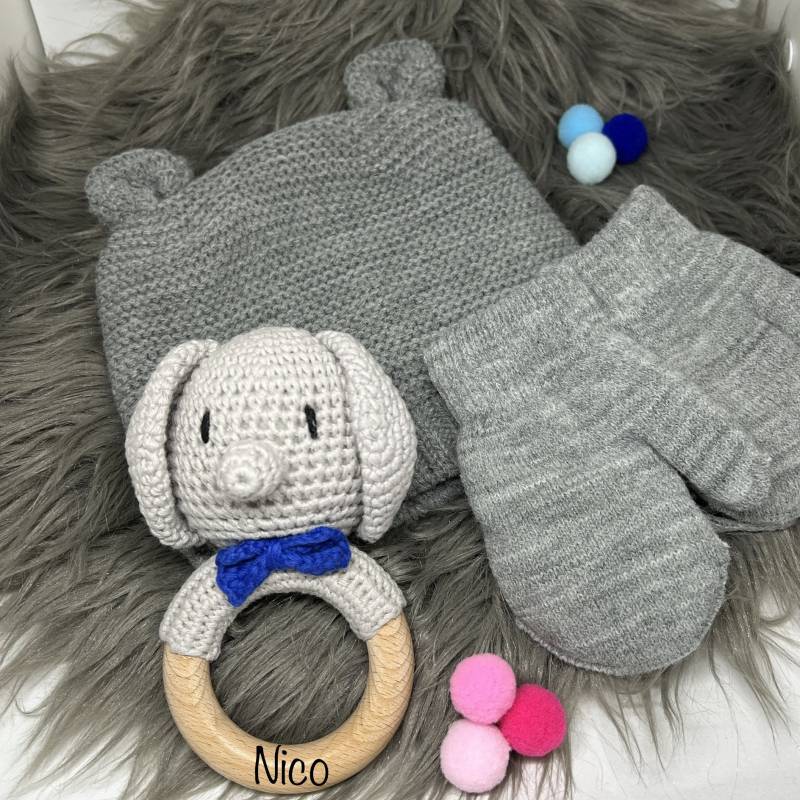 Newborn Set „Süßer Elefant" Personalisierbar Mit Namen von Wuselwind