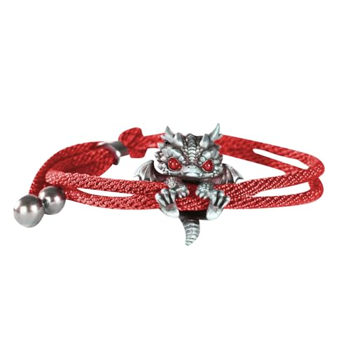 Wusideday Geflochtenes Drachenarmband | Süßes Silbernes Drachenarmband | Geflochtenes Silbernes Damen-Drachenarmband | Silbernes Drachenarmband Mit Seil | Bezaubernder Armreif In Drachenform von Wusideday
