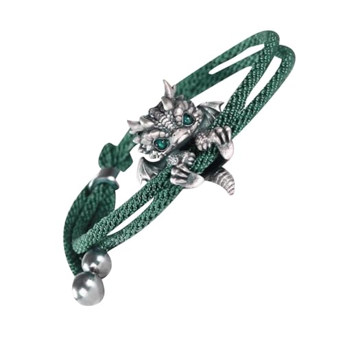 Wusideday Geflochtenes Drachenarmband | Süßes Silbernes Drachenarmband | Geflochtenes Silbernes Damen-Drachenarmband | Silbernes Drachenarmband Mit Seil | Bezaubernder Armreif In Drachenform von Wusideday