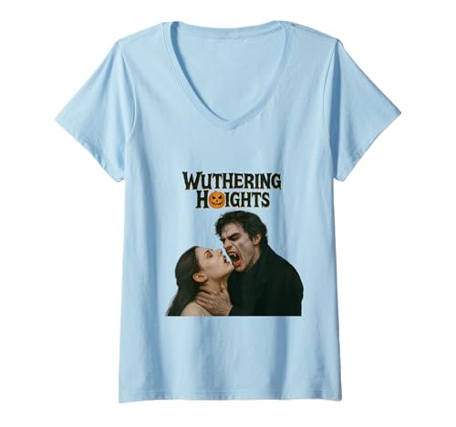 Damen Wuthering Heights Gothic Vampir Halloween Haunt Parodie T-Shirt mit V-Ausschnitt Damen Wuthering Heights Gothic Vampir Halloween Haunt Parodie T-Shirt mit V-Ausschnitt von Wuthering Heights Gothic Dark Fantasy Romance