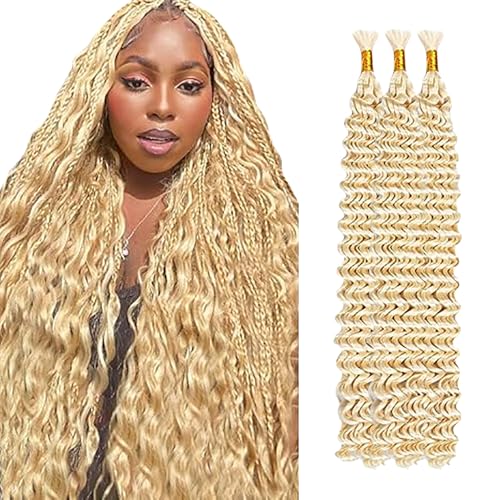 WuvuSnm Human Hair Braiding Deep Wave Boho Braids Bulk Hair Weave Natural Extensions No Weft #613 Blonde Color 3 Braids Per Pack Total 150 g for Woman 20 20 20 Zoll WuvuSnm Human Hair Braiding Deep Wave Boho Braids Bulk Hair Weave Natural Extensions No Weft #613 Blonde Color 3 Braids Per Pack Total 150 g for Woman 20 20 20 Zoll von WuvuSnm