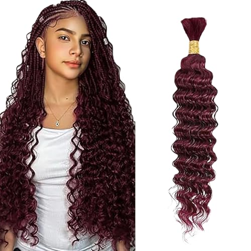 WuvuSnm Human Hair Braiding Deep Wave Boho Braids Bulk Hair Weave Natural Extensions No Weft Burgundy Color 1 Braid Per Pack Total 50 g for Women 12 Zoll WuvuSnm Human Hair Braiding Deep Wave Boho Braids Bulk Hair Weave Natural Extensions No Weft Burgundy Color 1 Braid Per Pack Total 50 g for Women 12 Zoll von WuvuSnm