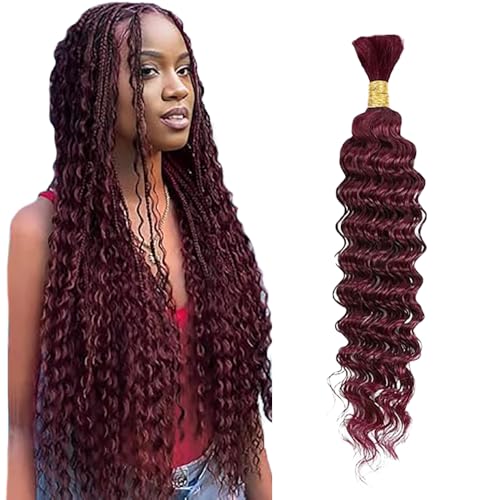 WuvuSnm Human Hair Braiding Deep Wave Boho Braids Bulk Hair Weave Natural Extensions No Weft Burgundy Color 1 Braid Per Pack Total 50 g for Women 34 Zoll WuvuSnm Human Hair Braiding Deep Wave Boho Braids Bulk Hair Weave Natural Extensions No Weft Burgundy Color 1 Braid Per Pack Total 50 g for Women 34 Zoll von WuvuSnm