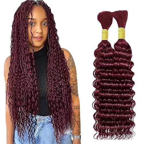 WuvuSnm Human Hair Braiding Deep Wave Boho Braids Bulk Hair Weave Natural Extensions No Weft Burgundy Color 2 Braids Per Pack Total 100 g for Women 14 14 Zoll WuvuSnm Human Hair Braiding Deep Wave Boho Braids Bulk Hair Weave Natural Extensions No Weft Burgundy Color 2 Braids Per Pack Total 100 g for Women 14 14 Zoll von WuvuSnm