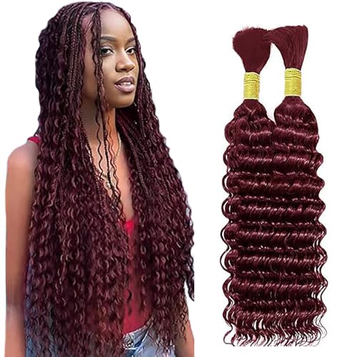 WuvuSnm Human Hair Braiding Deep Wave Boho Braids Bulk Hair Weave Natural Extensions No Weft Burgundy Color 2 Braids Per Pack Total 100 g for Women 18 18 Zoll WuvuSnm Human Hair Braiding Deep Wave Boho Braids Bulk Hair Weave Natural Extensions No Weft Burgundy Color 2 Braids Per Pack Total 100 g for Women 18 18 Zoll von WuvuSnm
