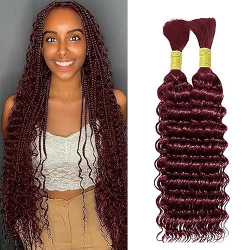 WuvuSnm Human Hair Braiding Deep Wave Boho Braids Bulk Hair Weave Natural Extensions No Weft Burgundy Color 2 Braids Per Pack Total 100 g for Women 32 32 Zoll WuvuSnm Human Hair Braiding Deep Wave Boho Braids Bulk Hair Weave Natural Extensions No Weft Burgundy Color 2 Braids Per Pack Total 100 g for Women 32 32 Zoll von WuvuSnm