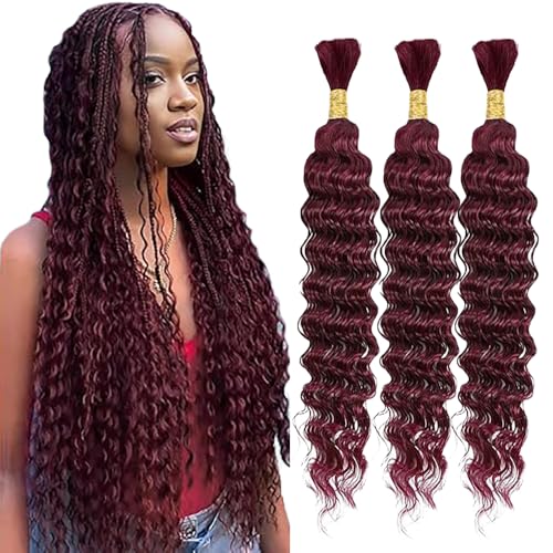 WuvuSnm Human Hair Braiding Deep Wave Boho Braids Bulk Hair Weave Natural Extensions No Weft Burgundy Color 3 Braids Per Pack Total 150 g for Women 34 34 34 Zoll WuvuSnm Human Hair Braiding Deep Wave Boho Braids Bulk Hair Weave Natural Extensions No Weft Burgundy Color 3 Braids Per Pack Total 150 g for Women 34 34 34 Zoll von WuvuSnm