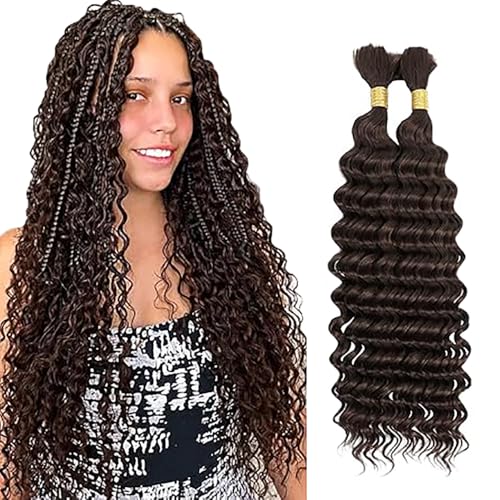 WuvuSnm Human Hair Braiding Deep Wave Boho Braids Bulk Hair Weave Natural Extensions No Weft Chocolate Brown Color 2 Braids Per Pack Total 100 g for Women 40,6 40,6 cm WuvuSnm Human Hair Braiding Deep Wave Boho Braids Bulk Hair Weave Natural Extensions No Weft Chocolate Brown Color 2 Braids Per Pack Total 100 g for Women 40,6 40,6 cm von WuvuSnm