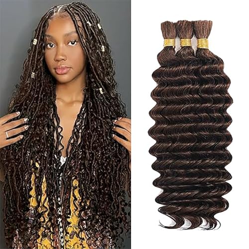 WuvuSnm Human Hair Braiding Deep Wave Boho Braids Bulk Hair Weave Natural Extensions No Weft Chocolate Brown Color 3 Braids Per Pack Total 150 g for Women 26 Zoll WuvuSnm Human Hair Braiding Deep Wave Boho Braids Bulk Hair Weave Natural Extensions No Weft Chocolate Brown Color 3 Braids Per Pack Total 150 g for Women 26 Zoll von WuvuSnm