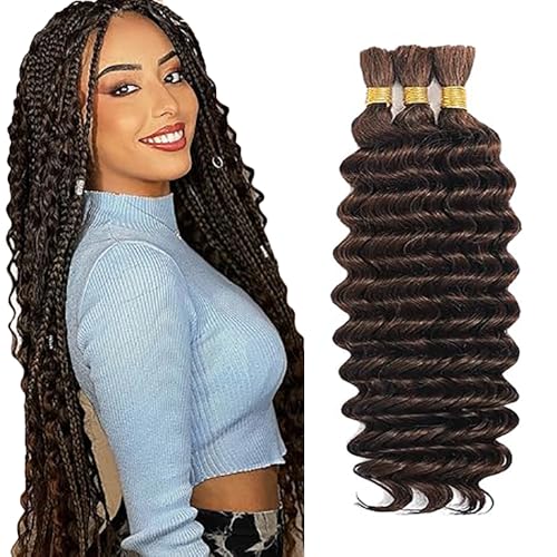 WuvuSnm Human Hair Braiding Deep Wave Boho Braids Bulk Hair Weave Natural Extensions No Weft Chocolate Brown Color 3 Braids Per Pack Total 150 g for Women 34 34 34 Zoll WuvuSnm Human Hair Braiding Deep Wave Boho Braids Bulk Hair Weave Natural Extensions No Weft Chocolate Brown Color 3 Braids Per Pack Total 150 g for Women 34 34 34 Zoll von WuvuSnm