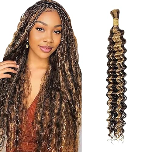 WuvuSnm Human Hair Braiding Deep Wave Boho Braids Bulk Hair Weave Natural Extensions No Weft Highlight Blonde Color 1 Braid Per Pack Total 50 g for Women 12 Zoll WuvuSnm Human Hair Braiding Deep Wave Boho Braids Bulk Hair Weave Natural Extensions No Weft Highlight Blonde Color 1 Braid Per Pack Total 50 g for Women 12 Zoll von WuvuSnm