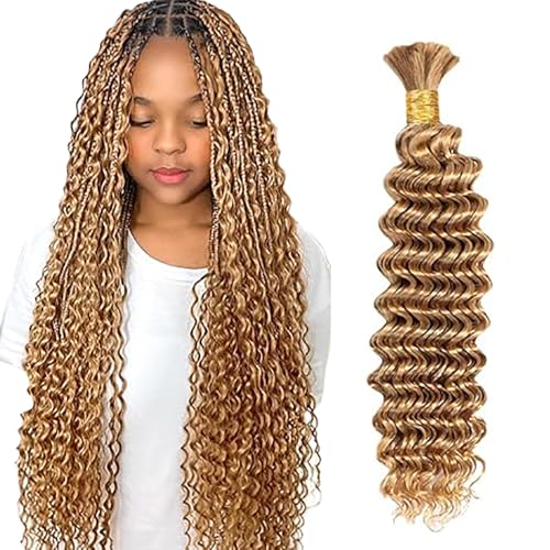 WuvuSnm Human Hair Braiding Deep Wave Boho Braids Bulk Hair Weave Natural Extensions No Weft Honey Blonde Color 1 Braid Per Pack Total 50 g for Women 52 Inch WuvuSnm Human Hair Braiding Deep Wave Boho Braids Bulk Hair Weave Natural Extensions No Weft Honey Blonde Color 1 Braid Per Pack Total 50 g for Women 52 Inch von WuvuSnm