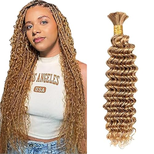 WuvuSnm Human Hair Braiding Deep Wave Boho Braids Bulk Hair Weave Natural Extensions No Weft Honey Blonde Color 1 Braid Per Pack Total 50 g for Women 58 Inch WuvuSnm Human Hair Braiding Deep Wave Boho Braids Bulk Hair Weave Natural Extensions No Weft Honey Blonde Color 1 Braid Per Pack Total 50 g for Women 58 Inch von WuvuSnm