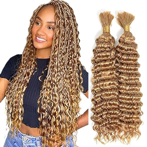 WuvuSnm Human Hair Braiding Deep Wave Boho Braids Bulk Hair Weave Natural Extensions No Weft Honey Blonde Color 2 Braids Per Pack Total 100 g for Women 40,6 40,6 cm WuvuSnm Human Hair Braiding Deep Wave Boho Braids Bulk Hair Weave Natural Extensions No Weft Honey Blonde Color 2 Braids Per Pack Total 100 g for Women 40,6 40,6 cm von WuvuSnm