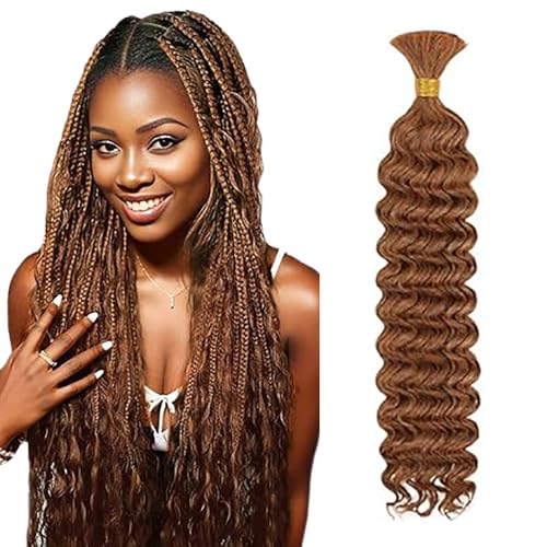 WuvuSnm Human Hair Braiding Deep Wave Boho Braids Bulk Hair Weave Natural Extensions No Weft Light Brown Color 1 Braid Per Pack Total 50 g for Women 28 Zoll WuvuSnm Human Hair Braiding Deep Wave Boho Braids Bulk Hair Weave Natural Extensions No Weft Light Brown Color 1 Braid Per Pack Total 50 g for Women 28 Zoll von WuvuSnm