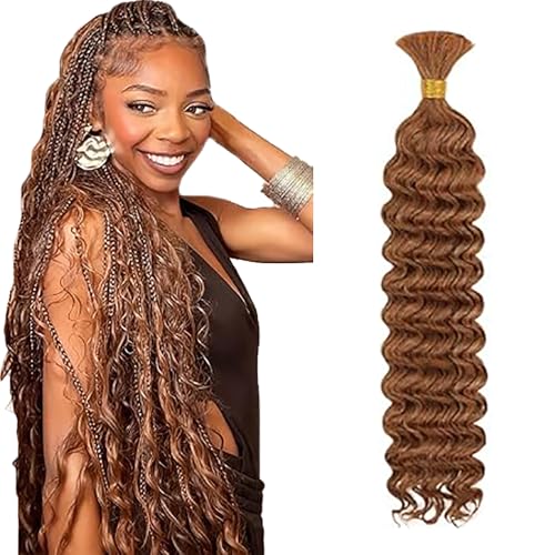 WuvuSnm Human Hair Braiding Deep Wave Boho Braids Bulk Hair Weave Natural Extensions No Weft Light Brown Color 1 Braid Per Pack Total 50 g for Women 52 Inch WuvuSnm Human Hair Braiding Deep Wave Boho Braids Bulk Hair Weave Natural Extensions No Weft Light Brown Color 1 Braid Per Pack Total 50 g for Women 52 Inch von WuvuSnm
