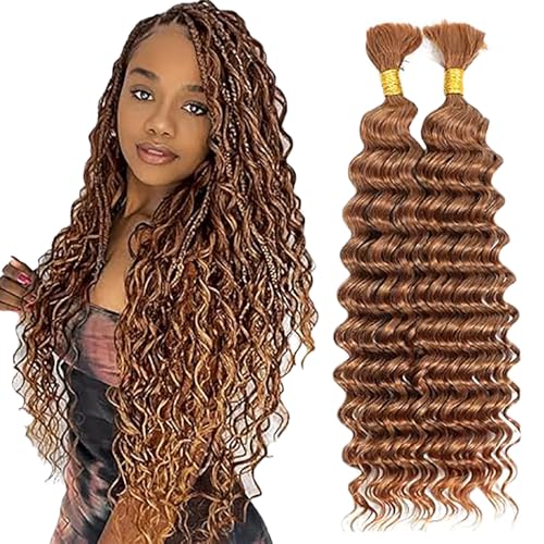 WuvuSnm Human Hair Braiding Deep Wave Boho Braids Bulk Hair Weave Natural Extensions No Weft Light Brown Color 2 Braids Per Pack Total 100 g for Woman 45,7 cm/45,7 cm WuvuSnm Human Hair Braiding Deep Wave Boho Braids Bulk Hair Weave Natural Extensions No Weft Light Brown Color 2 Braids Per Pack Total 100 g for Woman 45,7 cm/45,7 cm von WuvuSnm