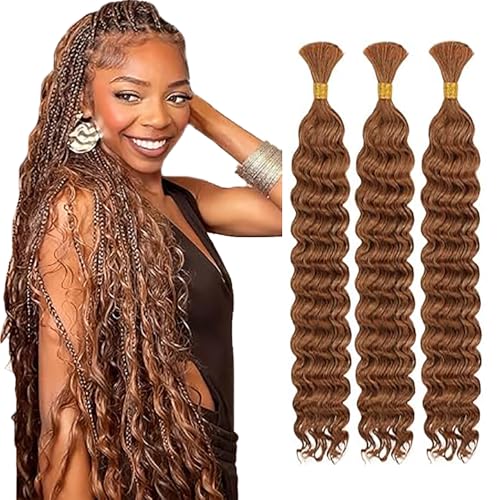WuvuSnm Human Hair Braiding Deep Wave Boho Braids Bulk Hair Weave Natural Extensions No Weft Light Brown Color 3 Braids Per Pack Total 150 g for Woman 30 30 30 Zoll WuvuSnm Human Hair Braiding Deep Wave Boho Braids Bulk Hair Weave Natural Extensions No Weft Light Brown Color 3 Braids Per Pack Total 150 g for Woman 30 30 30 Zoll von WuvuSnm