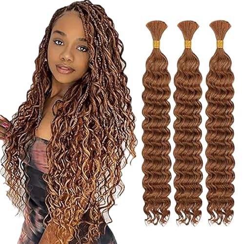 WuvuSnm Human Hair Braiding Deep Wave Boho Braids Bulk Hair Weave Natural Extensions No Weft Light Brown Color 3 Braids Per Pack Total 150 g for Women 18 18 18 Zoll WuvuSnm Human Hair Braiding Deep Wave Boho Braids Bulk Hair Weave Natural Extensions No Weft Light Brown Color 3 Braids Per Pack Total 150 g for Women 18 18 18 Zoll von WuvuSnm