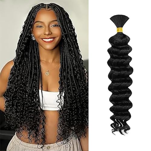 WuvuSnm Human Hair Braiding Deep Wave Boho Braids Bulk Hair Weave Natural Extensions No Weft Natural Black Color 1 Braid Per Pack Total 50 g for Women 26 Zoll WuvuSnm Human Hair Braiding Deep Wave Boho Braids Bulk Hair Weave Natural Extensions No Weft Natural Black Color 1 Braid Per Pack Total 50 g for Women 26 Zoll von WuvuSnm