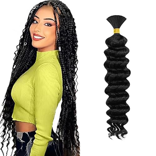 WuvuSnm Human Hair Braiding Deep Wave Boho Braids Bulk Hair Weave Natural Extensions No Weft Natural Black Color 1 Braid Per Pack Total 50 g for Women 28 Zoll WuvuSnm Human Hair Braiding Deep Wave Boho Braids Bulk Hair Weave Natural Extensions No Weft Natural Black Color 1 Braid Per Pack Total 50 g for Women 28 Zoll von WuvuSnm