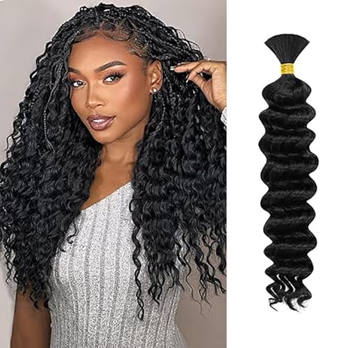 WuvuSnm Human Hair Braiding Deep Wave Boho Braids Bulk Hair Weave Natural Extensions No Weft Natural Black Color 1 Braid Per Pack Total 50 g for Women 30 Inch WuvuSnm Human Hair Braiding Deep Wave Boho Braids Bulk Hair Weave Natural Extensions No Weft Natural Black Color 1 Braid Per Pack Total 50 g for Women 30 Inch von WuvuSnm