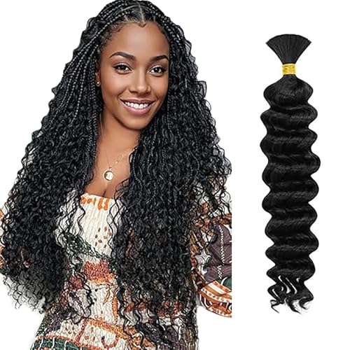 WuvuSnm Human Hair Braiding Deep Wave Boho Braids Bulk Hair Weave Natural Extensions No Weft Natural Black Color 1 Braid Per Pack Total 50 g for Women 32 Zoll WuvuSnm Human Hair Braiding Deep Wave Boho Braids Bulk Hair Weave Natural Extensions No Weft Natural Black Color 1 Braid Per Pack Total 50 g for Women 32 Zoll von WuvuSnm