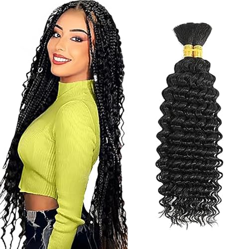 WuvuSnm Human Hair Braiding Deep Wave Boho Braids Bulk Hair Weave Natural Extensions No Weft Natural Black Color 2 Braids Per Pack Total 100 g for Women 20 50 Inch WuvuSnm Human Hair Braiding Deep Wave Boho Braids Bulk Hair Weave Natural Extensions No Weft Natural Black Color 2 Braids Per Pack Total 100 g for Women 20 50 Inch von WuvuSnm