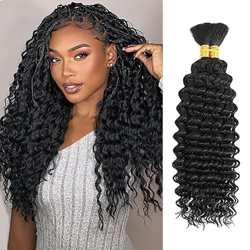 WuvuSnm Human Hair Braiding Deep Wave Boho Braids Bulk Hair Weave Natural Extensions No Weft Natural Black Color 2 Braids Per Pack Total 100 g for Women 30 30 Inch WuvuSnm Human Hair Braiding Deep Wave Boho Braids Bulk Hair Weave Natural Extensions No Weft Natural Black Color 2 Braids Per Pack Total 100 g for Women 30 30 Inch von WuvuSnm