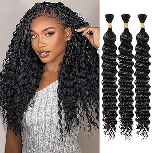 WuvuSnm Human Hair Braiding Deep Wave Boho Braids Bulk Hair Weave Natural Extensions No Weft Natural Black Color 3 Braids Per Pack Total 150 g for Women 14 14 14 Zoll WuvuSnm Human Hair Braiding Deep Wave Boho Braids Bulk Hair Weave Natural Extensions No Weft Natural Black Color 3 Braids Per Pack Total 150 g for Women 14 14 14 Zoll von WuvuSnm