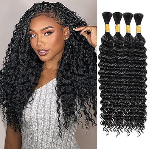 WuvuSnm Human Hair Braiding Deep Wave Boho Braids Bulk Hair Weave Natural Extensions No Weft Natural Black Color 4 Braids Per Pack Total 200 g for Woman 22 Zoll WuvuSnm Human Hair Braiding Deep Wave Boho Braids Bulk Hair Weave Natural Extensions No Weft Natural Black Color 4 Braids Per Pack Total 200 g for Woman 22 Zoll von WuvuSnm