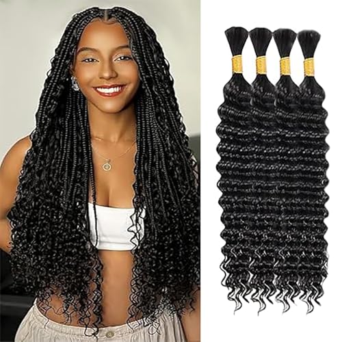 WuvuSnm Human Hair Braiding Deep Wave Boho Braids Bulk Hair Weave Natural Extensions No Weft Natural Black Color 4 Braids Per Pack Total 200 g for Women 26 Zoll WuvuSnm Human Hair Braiding Deep Wave Boho Braids Bulk Hair Weave Natural Extensions No Weft Natural Black Color 4 Braids Per Pack Total 200 g for Women 26 Zoll von WuvuSnm