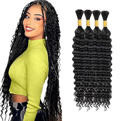 WuvuSnm Human Hair Braiding Deep Wave Boho Braids Bulk Hair Weave Natural Extensions No Weft Natural Black Color 4 Braids Per Pack Total 200 g for Women 28 Zoll WuvuSnm Human Hair Braiding Deep Wave Boho Braids Bulk Hair Weave Natural Extensions No Weft Natural Black Color 4 Braids Per Pack Total 200 g for Women 28 Zoll von WuvuSnm