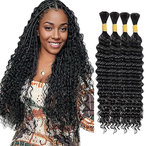 WuvuSnm Human Hair Braiding Deep Wave Boho Braids Bulk Hair Weave Natural Extensions No Weft Natural Black Color 4 Braids Per Pack Total 200 g for Women 32 Zoll WuvuSnm Human Hair Braiding Deep Wave Boho Braids Bulk Hair Weave Natural Extensions No Weft Natural Black Color 4 Braids Per Pack Total 200 g for Women 32 Zoll von WuvuSnm