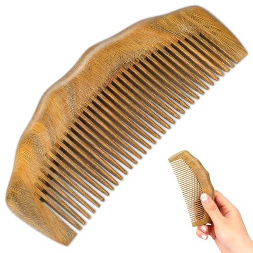 Wuxiuxiu Damen Holz, handgefertigt, natürliches grünes Sandelholz, fein gezahnt, antistatisch und schuppenentfernend, tragbares glattes Haar, Taschenformat, geeignet für nasse und c Wuxiuxiu Damen Holz, handgefertigt, natürliches grünes Sandelholz, fein gezahnt, antistatisch und schuppenentfernend, tragbares glattes Haar, Taschenformat, geeignet für nasse und c von Wuxiuxiu