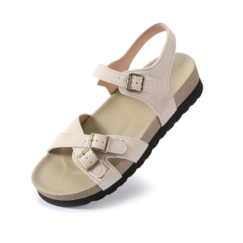 Wuyaraymia Damen Sandalen Sommer PU Leder Flache Schuhe Komfort Walking Sommerschuhe Beige 40 EU Wuyaraymia Damen Sandalen Sommer PU Leder Flache Schuhe Komfort Walking Sommerschuhe Beige 40 EU von Wuyaraymia