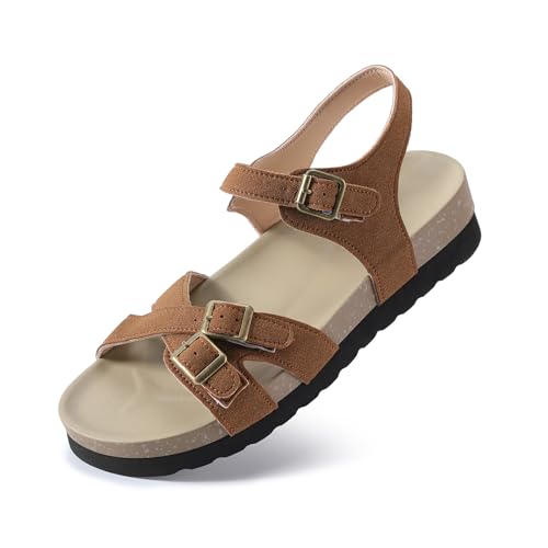 Wuyaraymia Damen Sandalen Sommer PU Leder Flache Schuhe Komfort Walking Sommerschuhe Braun 39 EU Wuyaraymia Damen Sandalen Sommer PU Leder Flache Schuhe Komfort Walking Sommerschuhe Braun 39 EU von Wuyaraymia