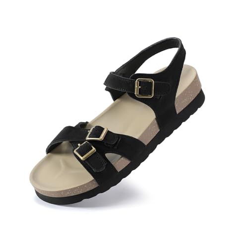 Wuyaraymia Damen Sandalen Sommer PU Leder Flache Schuhe Komfort Walking Sommerschuhe Schwarze 40 EU Wuyaraymia Damen Sandalen Sommer PU Leder Flache Schuhe Komfort Walking Sommerschuhe Schwarze 40 EU von Wuyaraymia