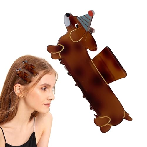 Wuyooprt Dackel-Haarklammer – niedliche Haarklammern, Acetat-Haarklammer, Hunde-Haarspange, Krokodilklemme, Haarschmuck für Damen und Mädchen von Wuyooprt