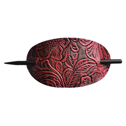 Wuyooprt Haarspange mit Stab, ovale Form, Kunstleder, Haarspange – Haarschieber, Pferdeschwanz-Halter, Bohemian-Stil, Haarschmuck für Damen und Mädchen von Wuyooprt