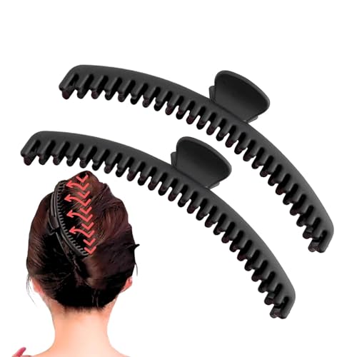 Wuyooprt Hold Everything Haarklammer - 2 Stück Hold Everything Frosted Haarspangen - Große Haarspangen, Bananen-Haarnadeln, starker Griff, Frauen Styling-Zubehör zum Stylen, kurz, lang, lockig von Wuyooprt